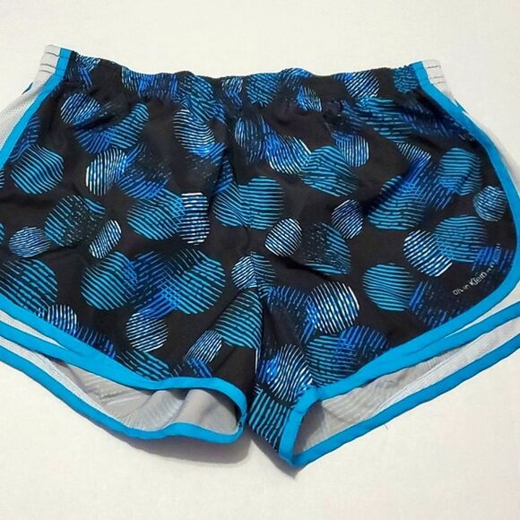 Calvin Klein Performance Blue Geometrical Side Stripes Ruñing Athletic Shorts - Picture 1 of 6